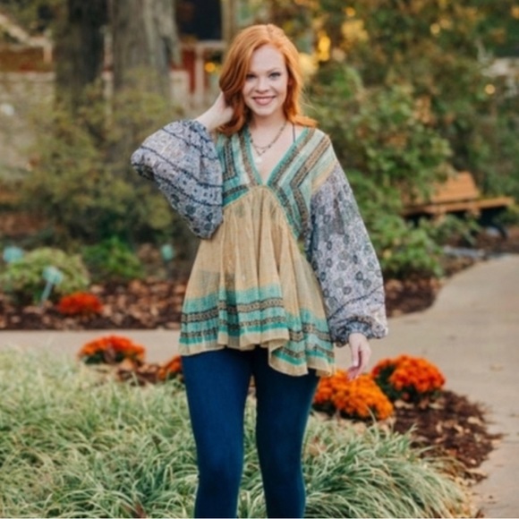 FREE PEOPLE Aliyah boho blousy tunic top, S. - Picture 3 of 8